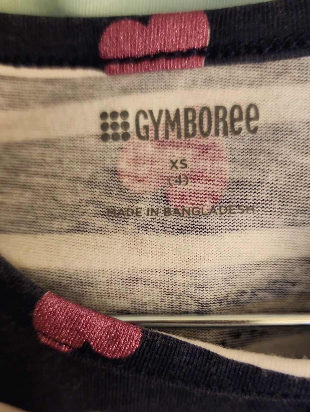 Sz 4 Gymboree Navy and White Striped Dress with Purple Heart Accents & Leggings